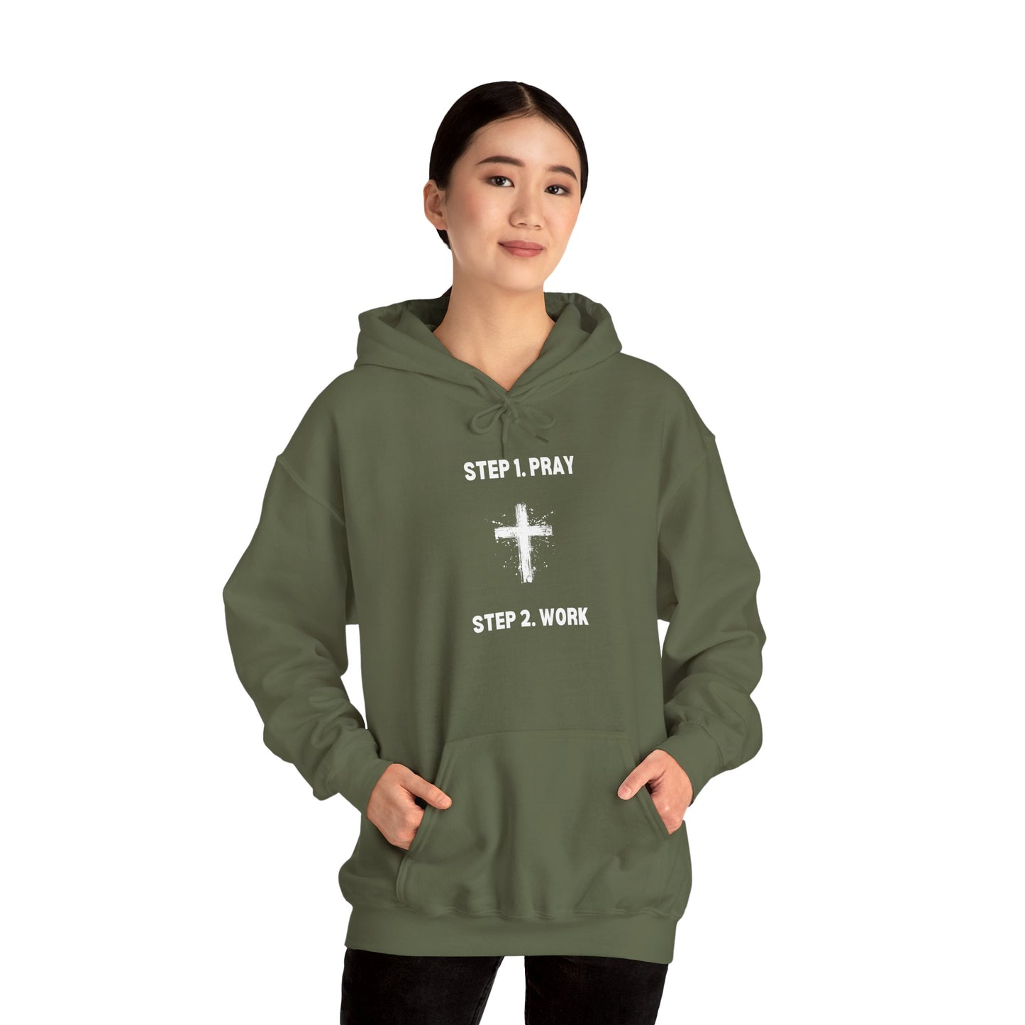 Unisex Heavy Blend™ Hooded Sweatshirt - Step 1 - Pray Step 2 - Work