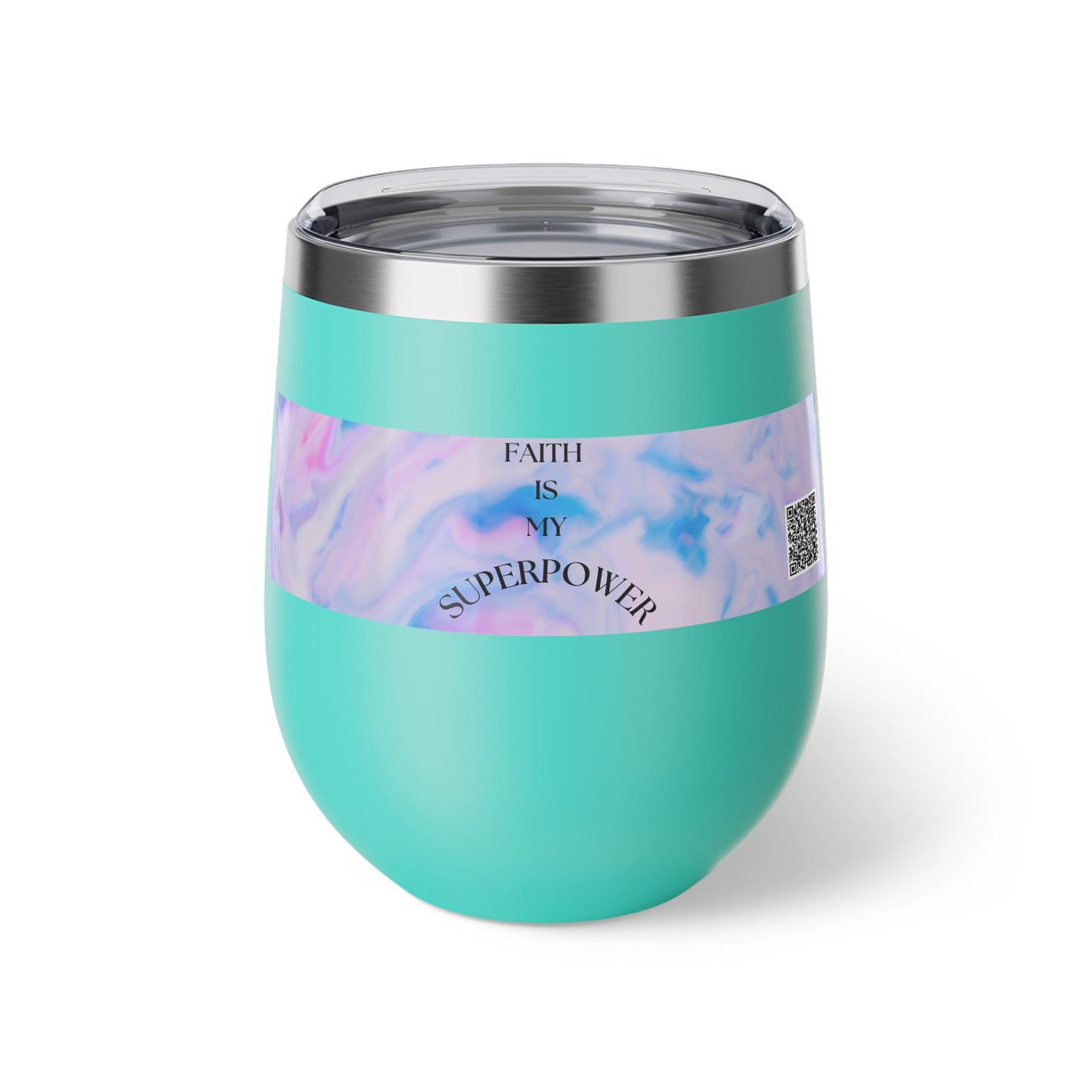 Stylish Copper Vacuum Insulated 12oz Travel Cup - Faith Is My Superpower