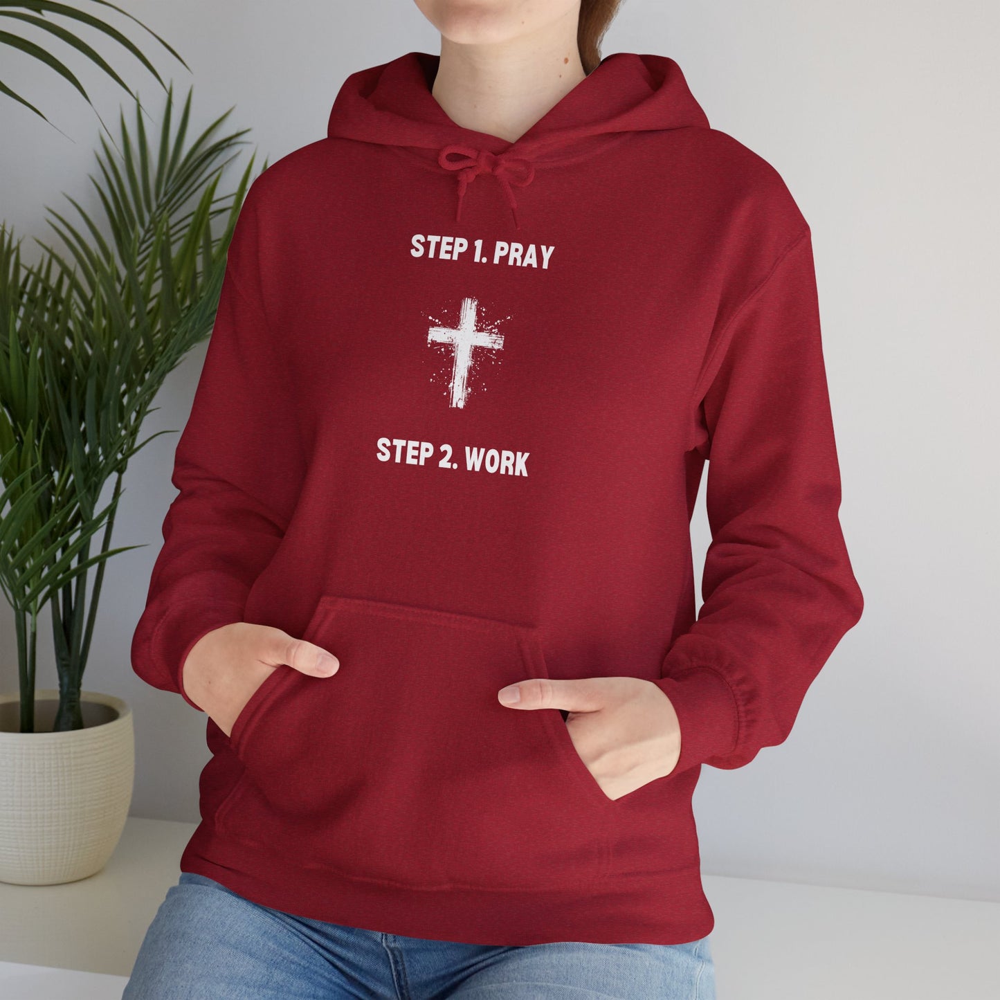 Unisex Heavy Blend™ Hooded Sweatshirt - Step 1 - Pray Step 2 - Work