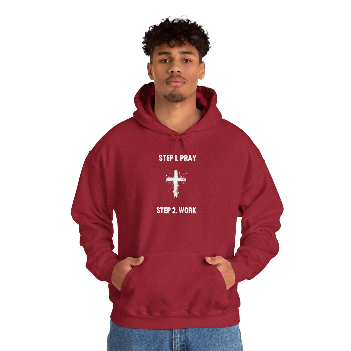 Unisex Heavy Blend™ Hooded Sweatshirt - Step 1 - Pray Step 2 - Work