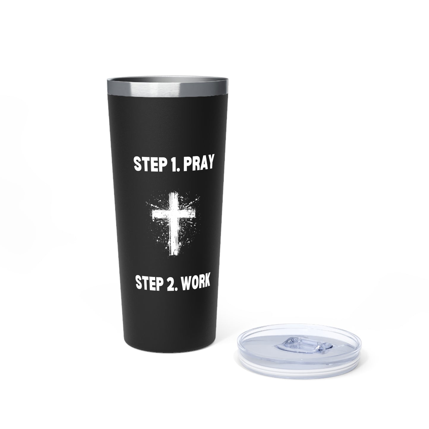 Personalized Copper Vacuum Insulated Tumbler - Step 1 - Pray Step 2 - Work