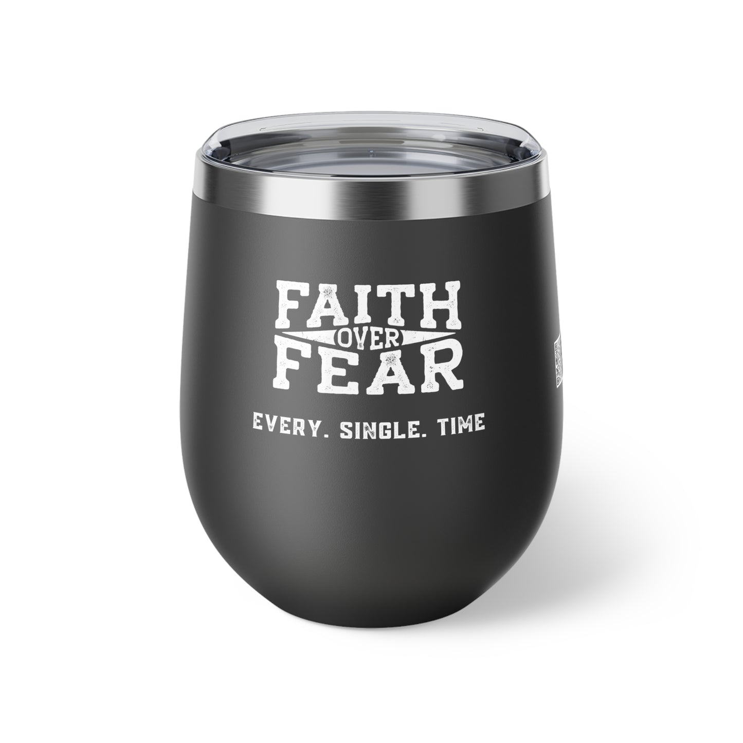 Stylish Copper Vacuum Insulated 12oz Travel Cup - Faith > Fear