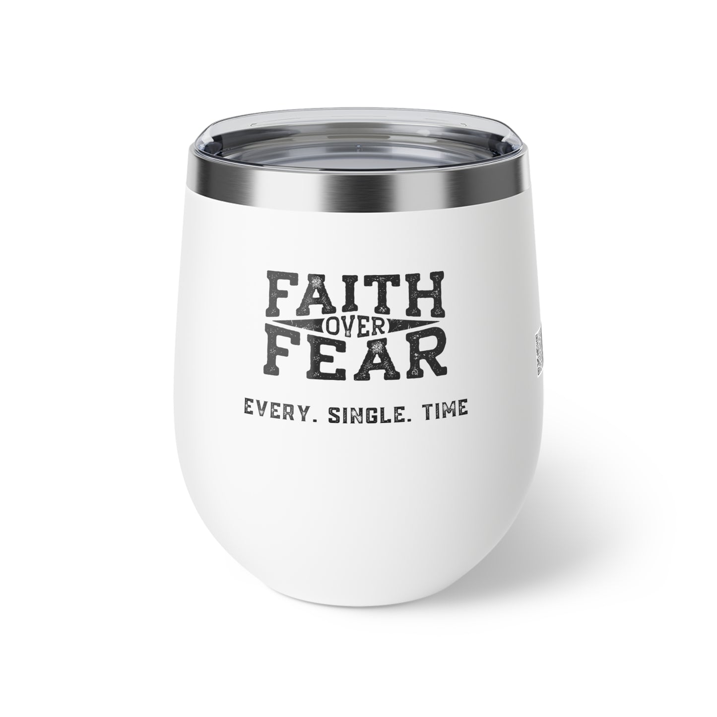 Stylish Copper Vacuum Insulated 12oz Travel Cup - Faith > Fear