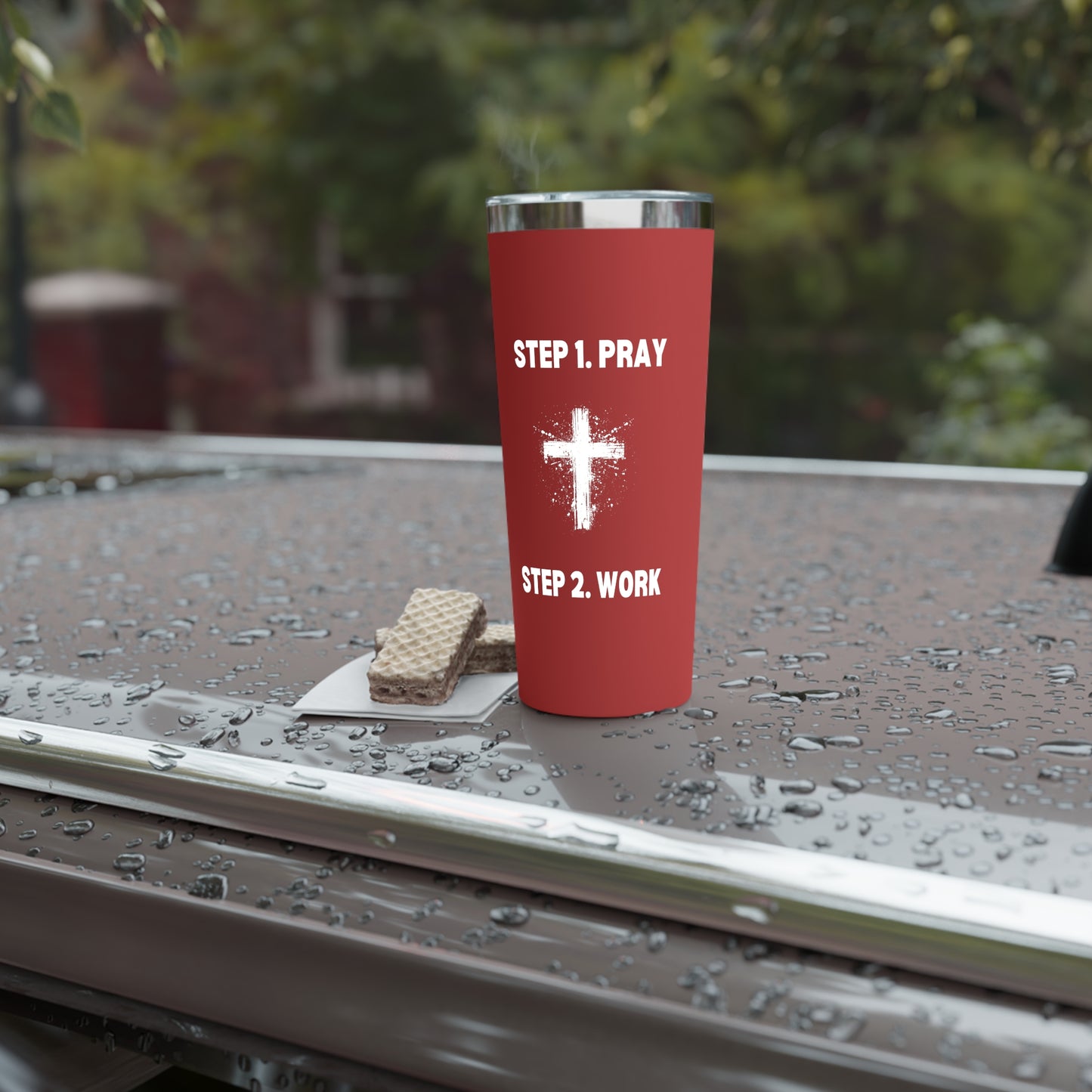 Personalized Copper Vacuum Insulated Tumbler - Step 1 - Pray Step 2 - Work